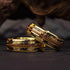 Men's 8mm Tungsten Guitar String & Gold Leaf Meteorite Comfort-Fit Wedding Band